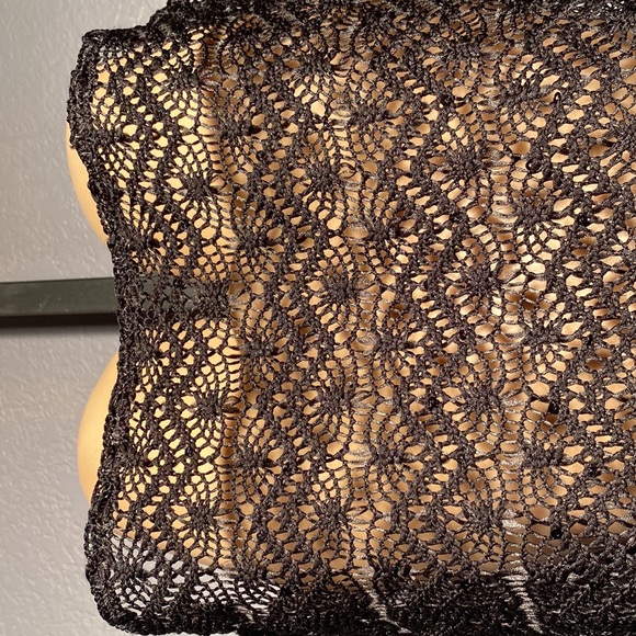 EXPRESS - vest tank: black scoop neck open knit sheer w sequins - L - Picture 11 of 16